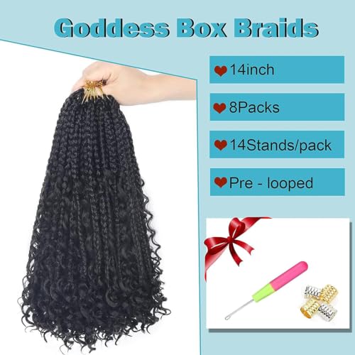 Diha Goddess Box Braids Crochet Hair 14" Curly Ends 8 Pack