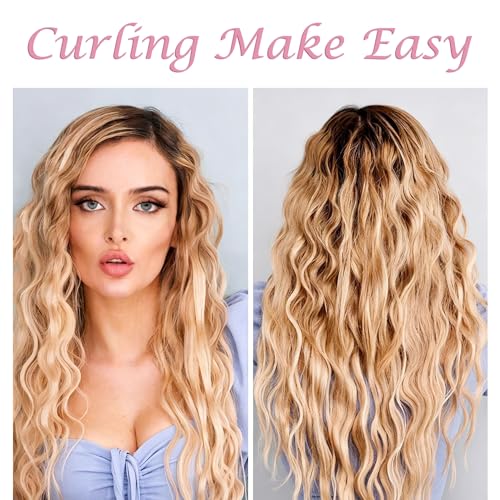 Aleath 3 Barrel Curling Iron Wand - 1 Inch Ceramic Crimper
