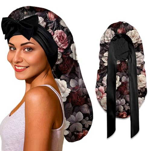 Adjustable Double Layer Satin Hair Bonnet for Long Hair