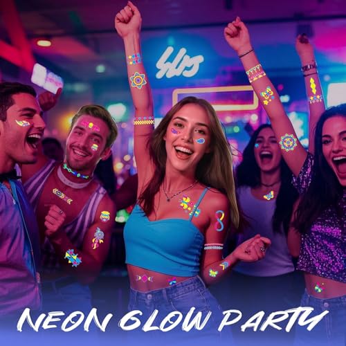 Glow in the Dark UV Temporary Tattoos - 160+ Neon Designs