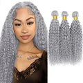 Fridnae Grey Bundles Silver Curly Wave 3 x 20 Inch Virgin Brazilian Human Hair - 150g
