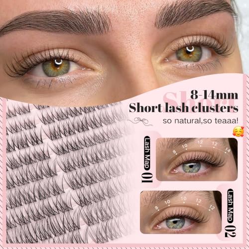 Goddvenus ZC-Short Natural Lash Clusters 8-14mm Wispy Fake Eyelashes for DIY Extensions