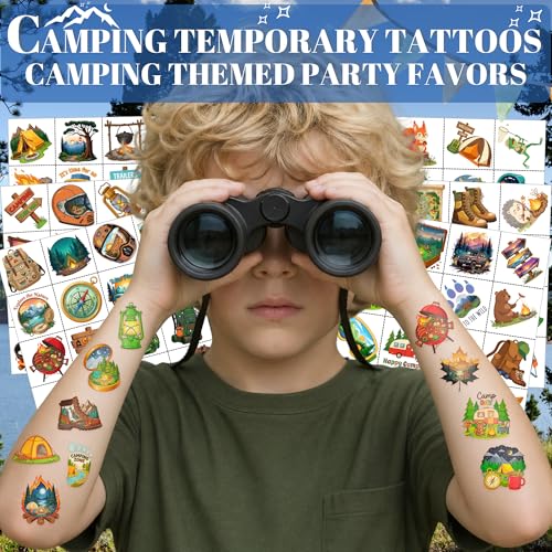 96 Camping Temporary Tattoos - Adventure Party Favors