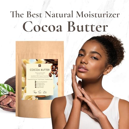 Cocoa (Cacao Butter) Butter, Pure, Raw, Unprocessed. Incredible Quality and Scent. Use for Lotion, Cream, Lip Balm or Body Butter. NON-GMO, Vegan - 1 lb By SaaQin¢ç
