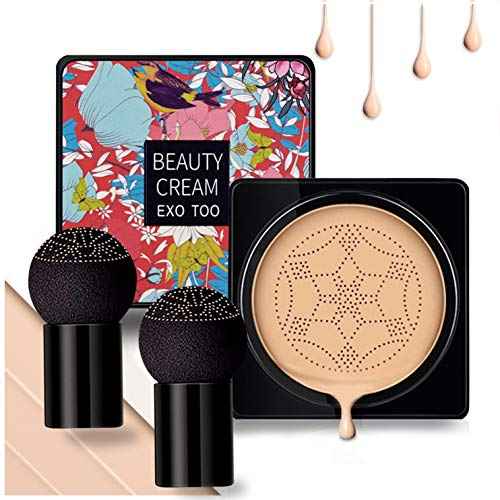 NUIBO Air Cushion CC Cream Mushroom Head, Moisturizing Concealer Makeup Base, Primer Liquid Foundation Long Lasting with Two Mushroom Makeup Sponges ¡¼Natural¡½