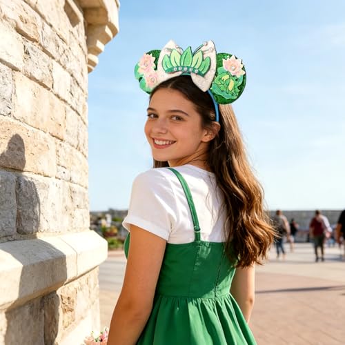 CANMIL Frog Mouse Ears Headband Sparkling Princess Bow Hair Accessory for Women & Girls