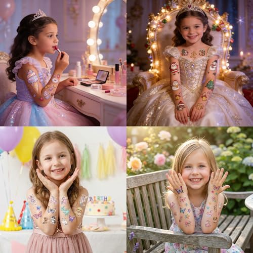 300+ Glitter Temporary Tattoos for Kids - 30 Sheets