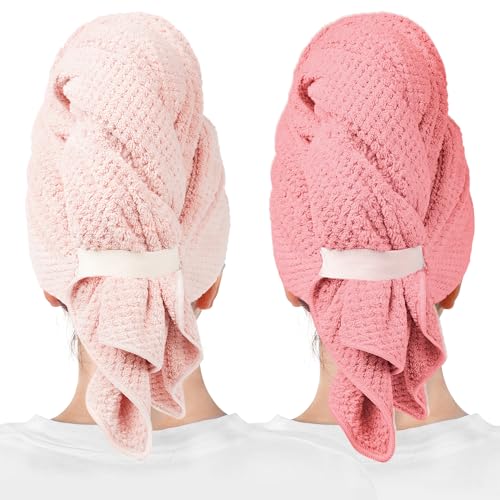 ROLSHOL Microfiber Hair Towels - 2 Pack, Super Absorbent & Quick Dry