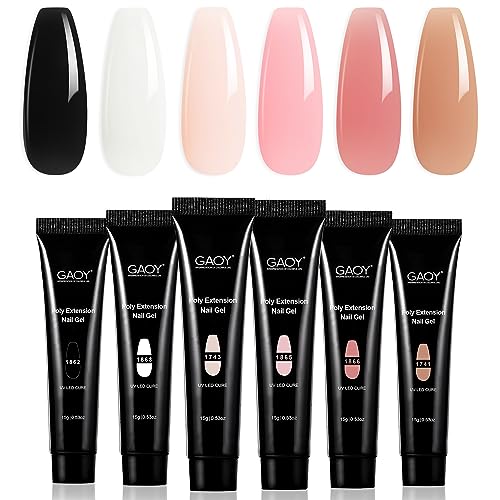 GAOY Poly Gel Nail Extension Kit - 6 Classic Builder Gel Colors