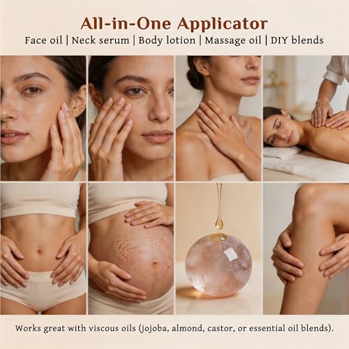 Rose Quartz Roller Bottle 50ml - Leak-Proof Amber Glass for Oils