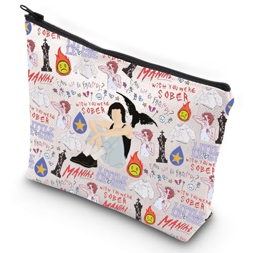 G2TUP Singer Album Cosmetic Makeup Bag Gray Music Fans Gift Singer Album Lyrics Zipper Pouch Bag Singer Concert Tour Merch (Wish You Were MG)