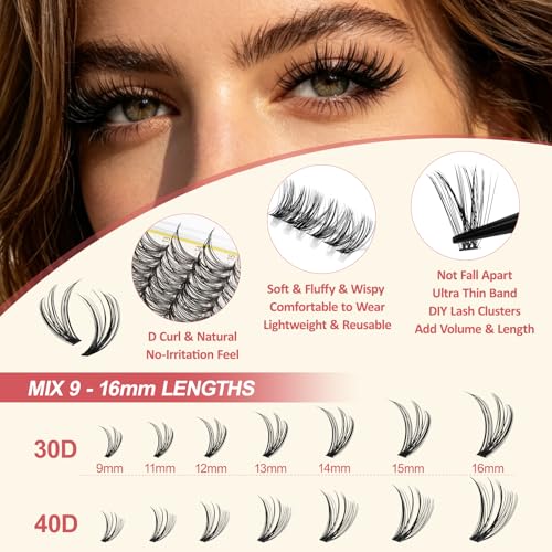 LAVONE Lash Clusters Kit 280Pcs DIY Eyelash Extensions