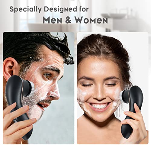 Electric Facial Cleansing Brush with 4 Heads, IPX7 Waterproof Exfoliator
