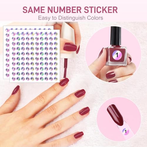 Nail Color Swatches Sticks with Ring, 50Pcs Clear Fan Shape Nail Art Polish Display Tips with Number Stickers False Nail Sample Sticks, Transparent nail Practice-Tips for Manicure