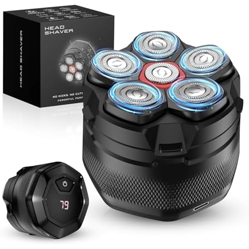 Head Shavers for Bald Men, 10000 RPM High-Speed 6D Magnetic Razor, IPX8 Waterproof Wet/Dry Shaving, Hypoallergenic Blades, LED Display & Storage Case, Deep Black