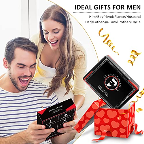 Valentines Gifts for Him, Beard Kit for Men, Beard Growth and Grooming Kit w/Beard Oil Beard Balm Beard Brush Beard Comb Beard Scissors, Christmas Birthday Gifts for Men Husband Grandpa Boyfriend Son