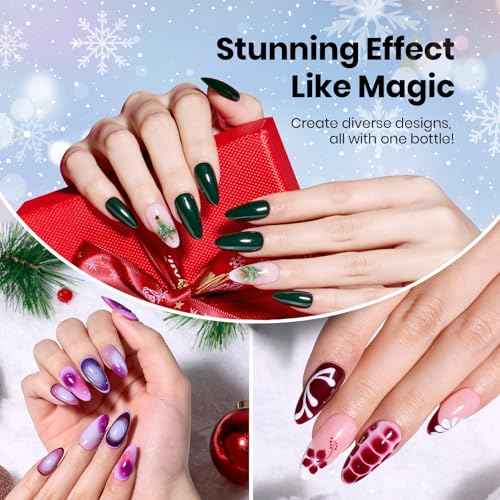 Beetles Blooming Gel & Base Top Coat Set, 3PCS 15ML Shine Finish Long Lasting No Wipe Top Coat Gel Nail Polish Base Spreading Marble Effect Soak off UV LED Nail Art Gifts for Women