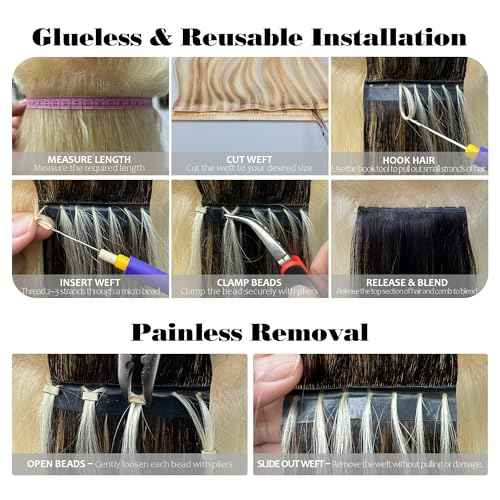 Butterfly Weft Hair Extensions Human Hair-Invisible Double Layered with Hole Hand Tied Genius Weft PU Seamless Micro Beads Real Remy Hair Blonde Highlights 100g #16P22 22 Inch