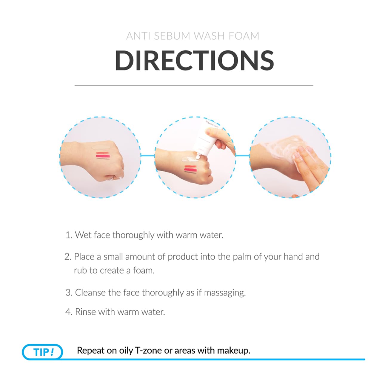 Dr Eslee Anti-Sebum Foaming Facial Cleanser for Oily Skin - 100ml - Non-Irritating Dermatological Face Wash Cleansing Foam - Controls Excess Sebum, Soothes Irritation, Sulfate-Free, Korean Skin Care