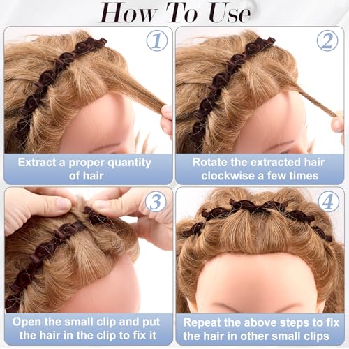 2 Pcs Clip Headband with Comb Teeth, Black & Brown