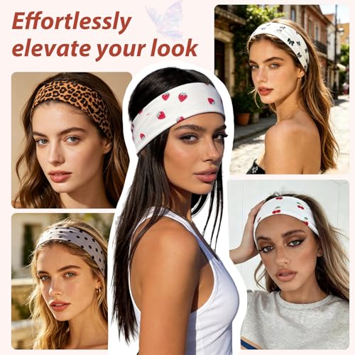 Women's Headbands Non-Slip Elastic 2 Inch Wide 6 Pack