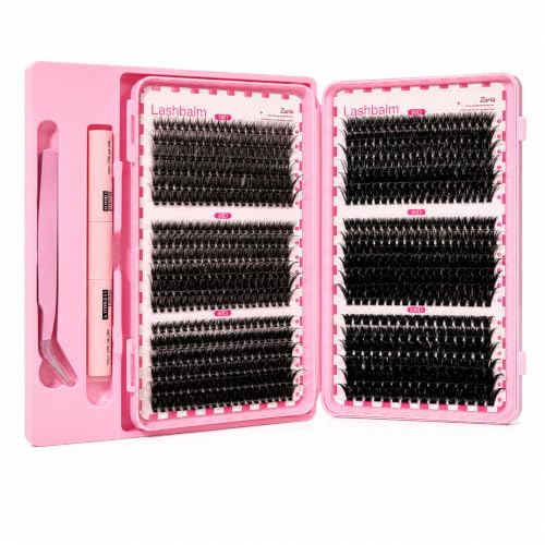 720Pcs D Curl Lash Clusters Kit with Glue & Tweezers