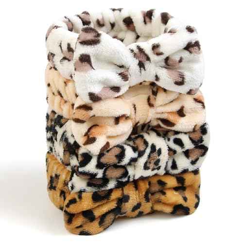 Huachi Spa Headband for Women Washing Face Girls Skincare Headbands Makeup Cheetah Print Leopard Face Wash Head Band Animal Print Christmas Gifts for Teen Girls