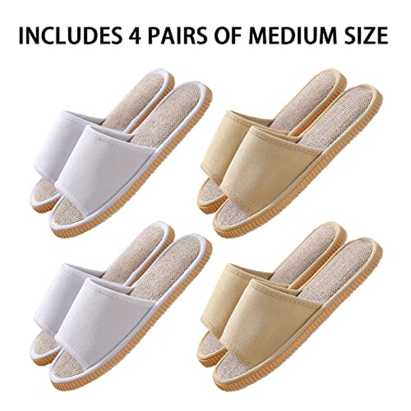 8 Pairs Disposable Slippers for Guests,House Slippers for Guests, Open Toe Indoor Slipper Comfortable Washable,Multi-Color Casual Spa Slipper for House,Hotel,Travel,Unisex Universal Size