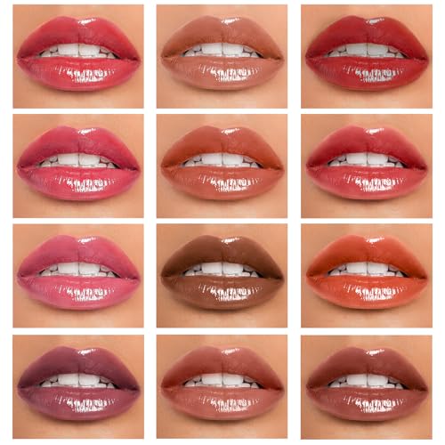 12 Color Lip Gloss Set with Vitamin E & Squalane