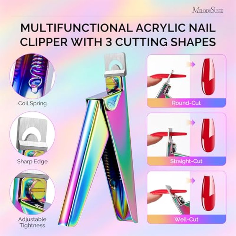 MelodySusie 4-in-1 Acrylic Nail Clipper Set with Cuticle Trimmer