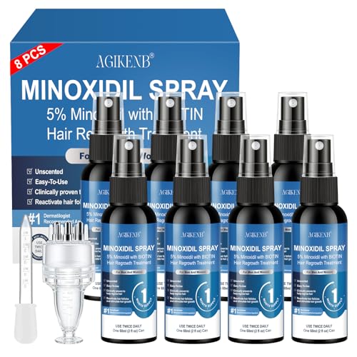 Minoxidil Hair & Beard Growth Spray 8-Pack | Fast-Absorbing 5% Solution for Thinning & Hair Loss