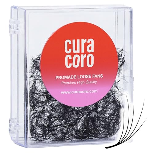Curacoro Camellia Promade Fans - Handmade Volume Promade Eyelashes Fans 5D to 10D, C CC D Curl, Thickness 0.03~0.07mm, 7-14mm Mix Lengths, Professional Long-Lasting Promade Lash Fans