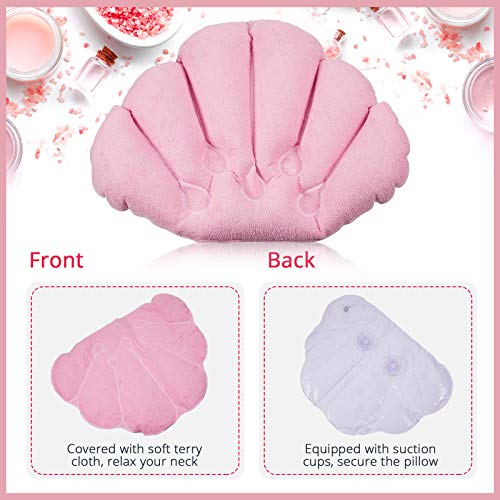 3-Pack Inflatable Bath Pillow with Suction Cups, Terry Cloth