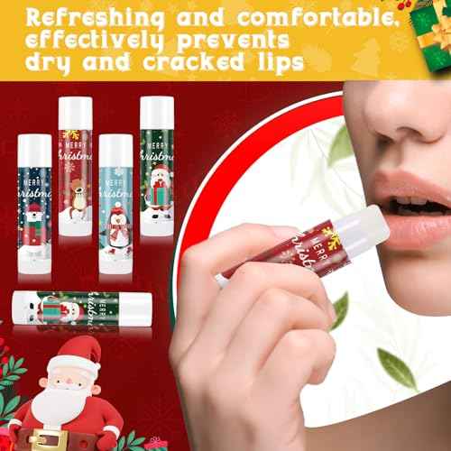 60 Set Christmas Hand Cream Gift Set, Including Moisturizing Hand Lotion, Xmas Lip Balm, Gauze Bags, Thank You Cards Natural Fragrant Bulk Christmas Gifts for Coworkers Employees Stuffers