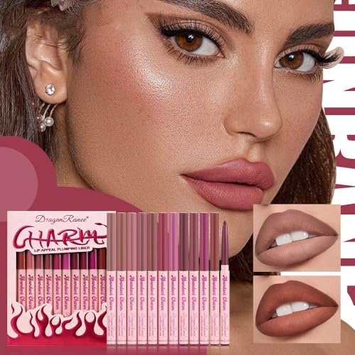 12-Piece Retractable Lip Liner Pencil Set - Waterproof Matte