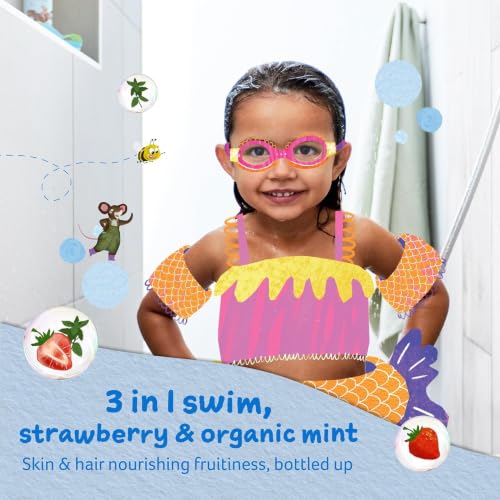 Childs Farm 3-in-1 Swim Body Wash, Shampoo & Conditioner - Strawberry & Mint, 8.4 Fl Oz