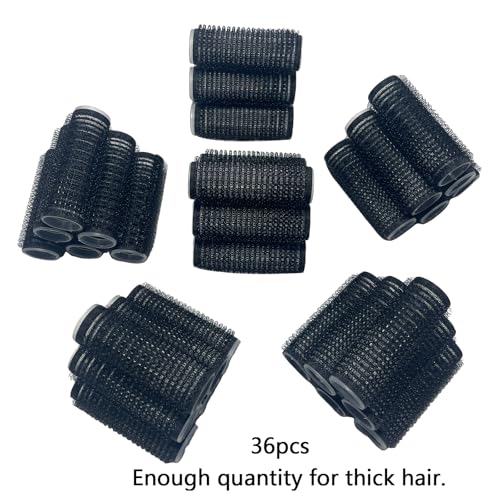 36-Piece Heatless Hair Rollers with Rat Tail Comb - Black