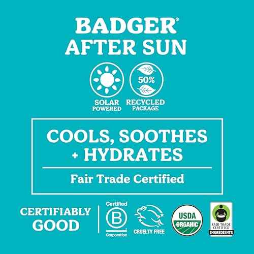 Badger Coconut AfterSun Balm, 100% Organic Soothing Sunburn Relief, Great Smelling, Moisturizing & Hydrating After Sun Skin Care, 2 oz Tin