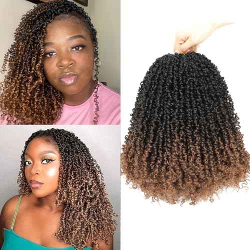 Youngther Yanky twist crochet hair 16inch Pre-Twisted Spring Twist with curly crochet hair for black women Synthetic hair extension£¨16inch 1B/4/30 6PCS£©