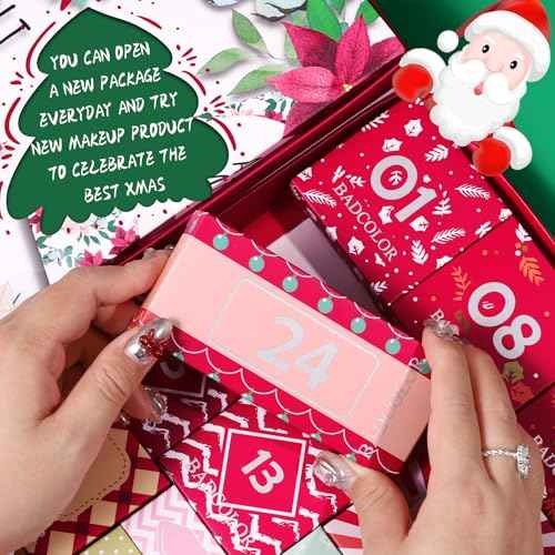 Makeup Advent Calendar 2025, 24 Days Christmas Countdown Calendar Surprise Gift Kit, Xmas Holiday Festival Cosmetic Starter Makeup Set with 24 Beauty Boxes for Women Girls Teens