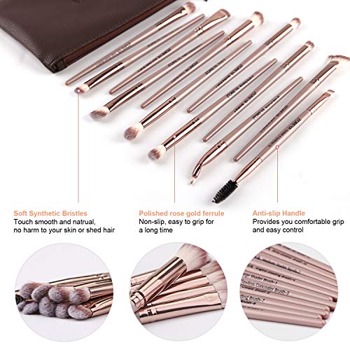Z'OREYA 12Pc Professional Eye Makeup Brush Set with Bag