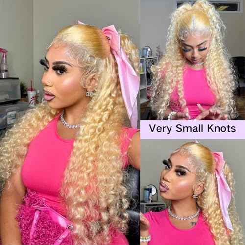 613 13x6 Lace Front Wig Human Hair 28 Inch Blonde Wig Human Hair 613 Deep Wave HD Lace Front Wigs 200% Density Pre Plucked With Baby Hair For Women