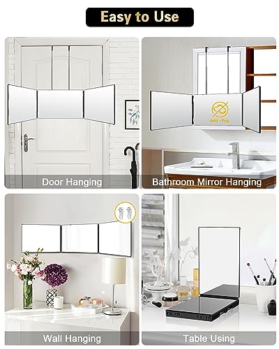 JUSRON 360° Self Hair Cutting Mirror - HD Anti-Fog Glass