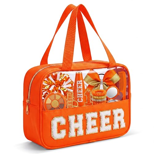 Cheer Makeup Bag with Chenille Letters - High-Capacity Pouch for Cheerleaders