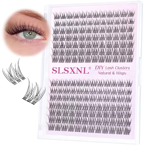 Natural Lash Clusters Wispy Clear & Black Band Cluster Eyelash Extensions 10-12MM Short Natural Look C Curl Thin Band False Eyelashes