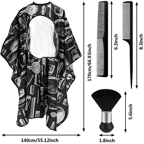 FEBSNOW Professional Barber Cape with Neck Duster Brush Large Hair Cutting Cape with See-Through Window Waterproof Salon Cape