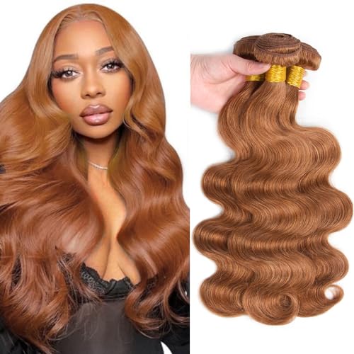 Brown Body Wave Hair Extensions - 3 Bundles of Unprocessed Virgin Human Hair, 20-24 Inch