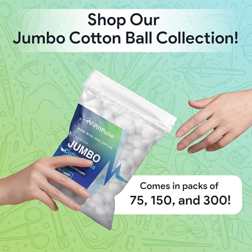 FifthPulse 100% Pure Cotton Balls - Soft & Absorbent 150 Pack for Face & Nails