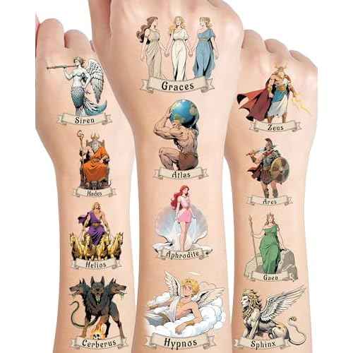 150Pcs Greek Mythology Temporary Tattoos - Greek Mythology Decor & Ancient Greece Decorations - Greek Mythology Party Decorations - Hypoallergenic Temporary Tattoos for Kids