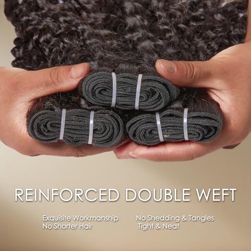 WEQUEEN Burmese Curly Bundles Human Hair 16A Brazilian Virgin Hair 16 Inch Thick Weave Natural Black